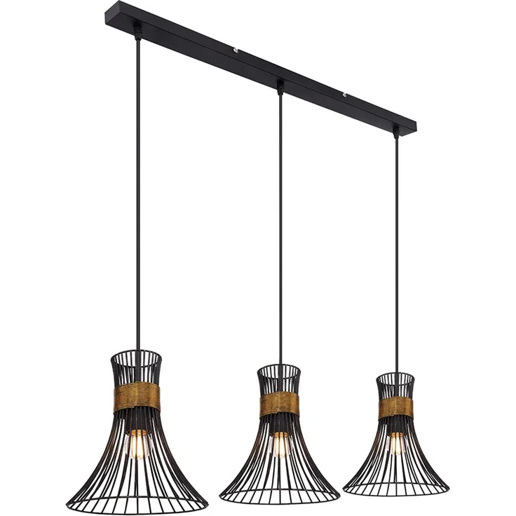 RGB LED Hängeleuchte, Stäbe, schwarz-gold, H 120 cm – Bild 1