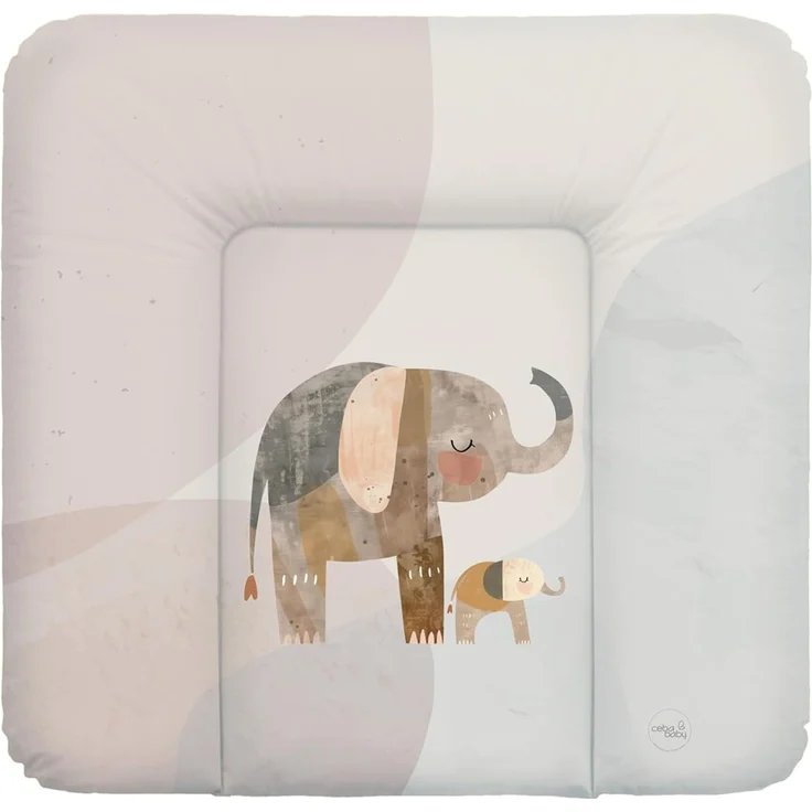 Ceba Baby® weiche Wickelauflage 75x72 cm - Baby Wickelunterlage - Wickeltischauflage für Junge und Mädchen - Wasserdicht, abwaschbar - OEKO-TEX® Standard 100 - Made in EU - Elefantenfamilie – Bild 1