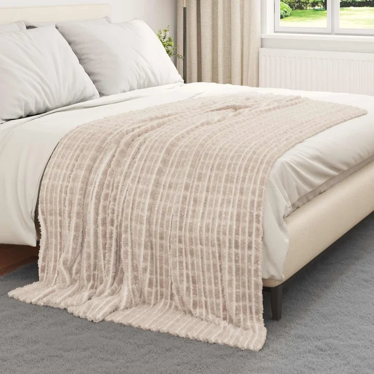 vidaXL Überwurfdecke Beige 200 x 150 cm Fleece 42016910 – Bild 3