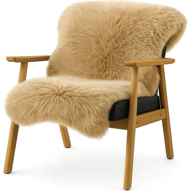 KARAT Lammfell echt - Umber Flauschige Stuhlkissen Schaffell Deko Teppich für Wohzimmer & Kinderzimmer, Sitzauflage, Dekofell, mit Lederrücken 90x60 cm (Audrey)