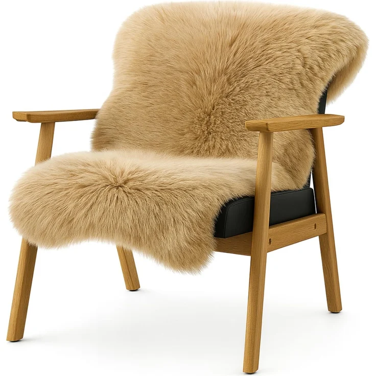 KARAT Lammfell echt - Umber Flauschige Stuhlkissen Schaffell Deko Teppich für Wohzimmer & Kinderzimmer, Sitzauflage, Dekofell, mit Lederrücken 90x60 cm (Audrey)