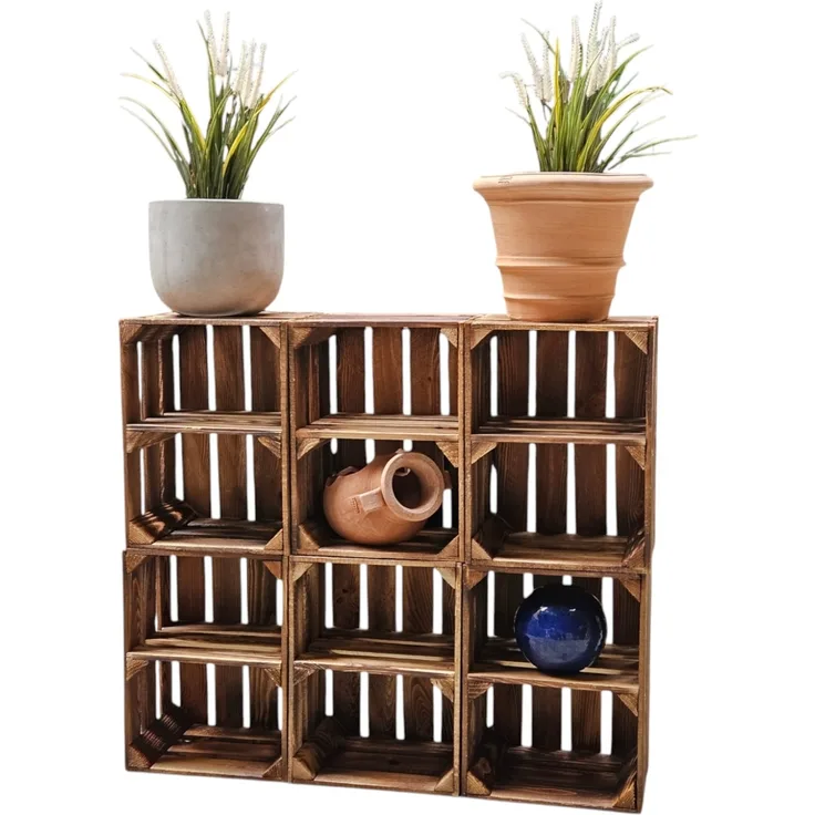 Holzkisten Vintage Geflammt 50 x 40 x 30cm Ablage 6er Set