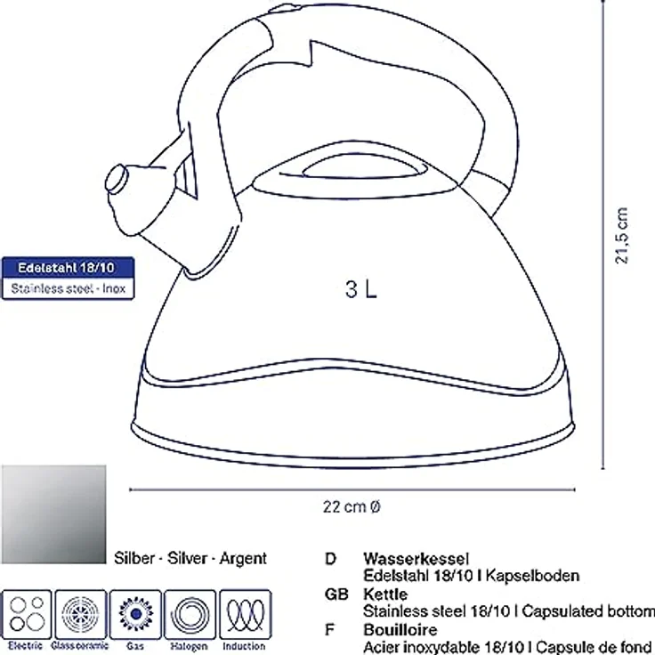 kela Wasserkessel Vasilber 3 L – Bild 4