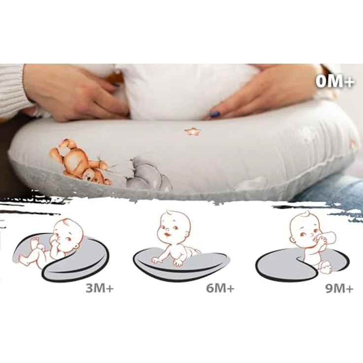 Totsy Baby Stillkissen klein Mond Minky 130 cm - Nursing und Breastfeeding Pillow Stillmond Stützkissen Stillhörnchen kleines Still Kissen und Lagerungskissen beim Stillen Oeko-Tex Teddybären – Bild 7