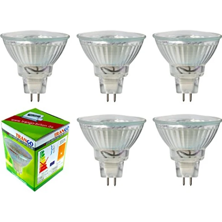 TRANGO LED-Leuchtmittel, 5er Set MR16030 LED Leuchtmittel mit MR16 Fassung zum Austausch von herkömmlichen Halogen Leuchtmittel MR16 I GU5.3 I G4 12 Volt 3000K warmweiß, 5 St, Glühlampe, Reflektor Lampe, LED Birnen – Bild 2