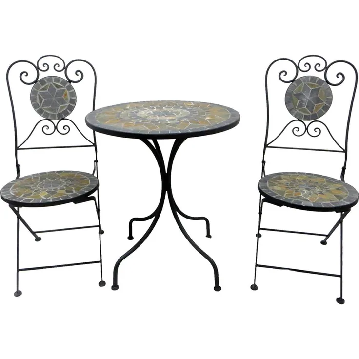 3-teiliges Mosaik Sitzgarnitur Bistromöbel Gartengarnitur Tisch Stühle