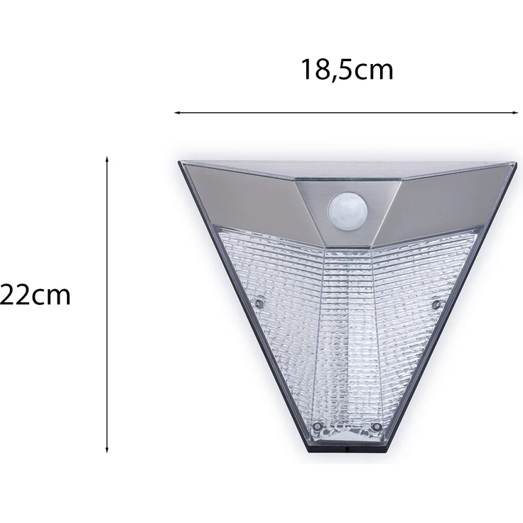 Dreieckige LED Solar Außenleuchte, Bewegungsmelder, Edelstahl, Downlight, IP43 – Bild 3