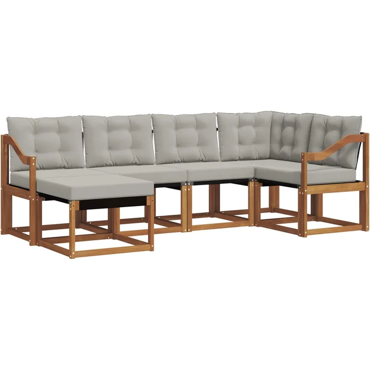 vidaXL Outdoor-Sofagarnitur 6 stk. 6-Sitzer Natur und Hellgrau 3368842 – Bild 2