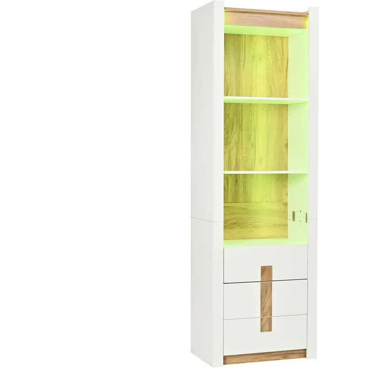 Vitrine 63 x 41,5 x 200 cm aus Spanplatte mit Schubladen und Bluetooth-LED-Beleuchtung – Bild 7
