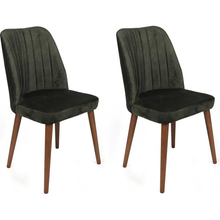 Skye Decor 'Alfa-462 V2' Stuhlset (2-teilig), Khaki / Walnuss, 50 x 90 x 49 cm