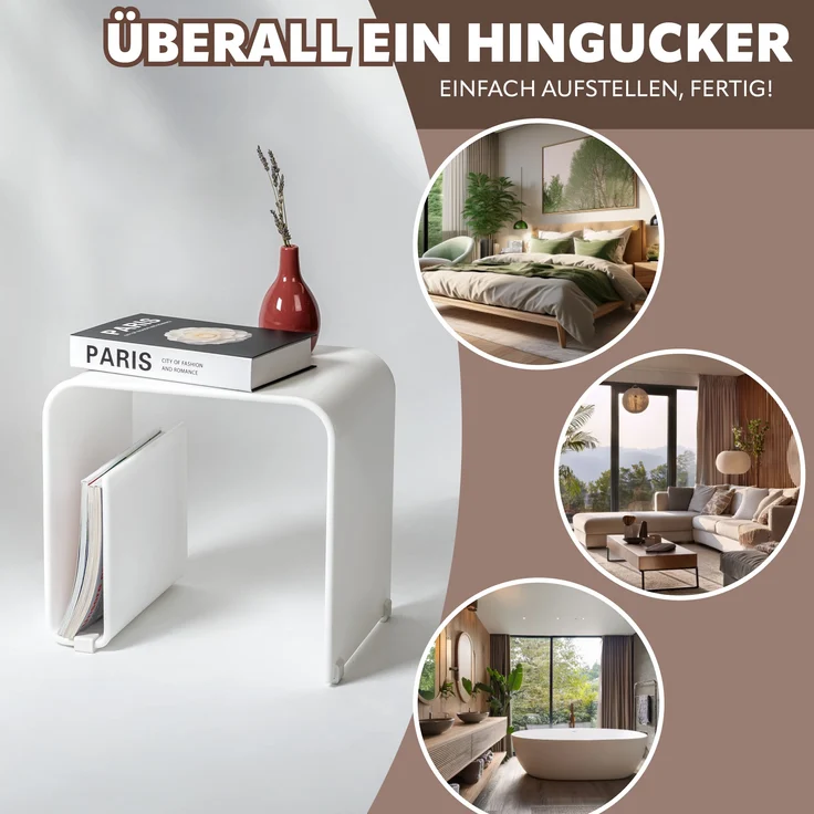 Acryl Beistelltisch mit Magazinhalter 2in1, weiß-matt – Bild 5