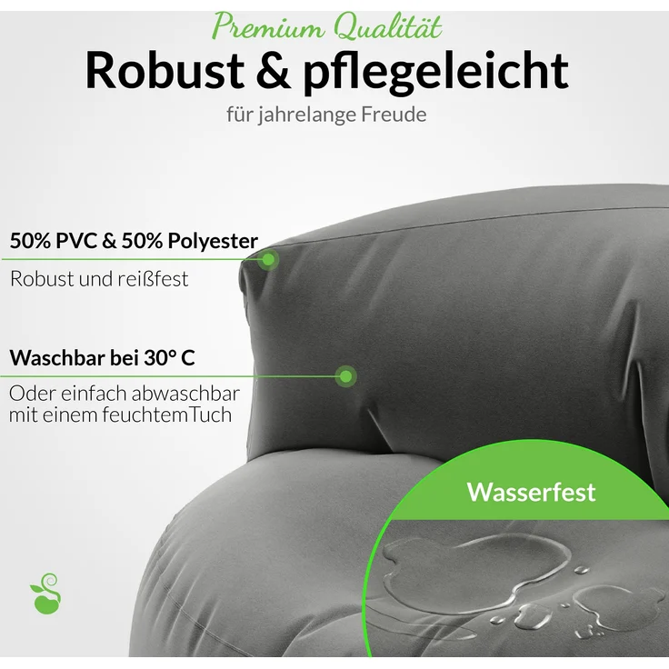 Green Bean® Sitzsack Sofa mit Füllmaterial - Lounge im Sitzsack-Design 90x50cm mit ergonomischer Rückenlehne & waschbarem Bezug - Indoor und Outdoor geeignet in Anthrazit – Bild 5