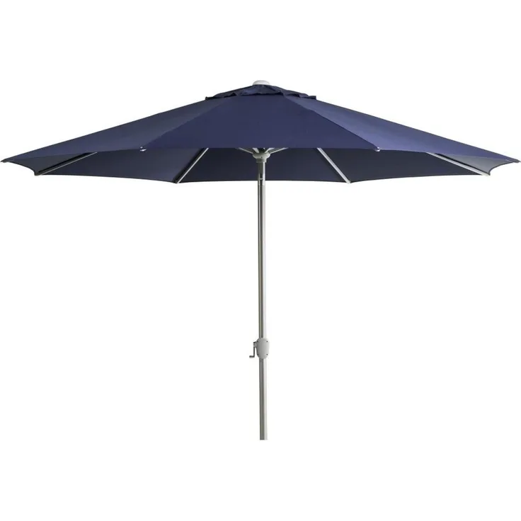 Sonnenschirm Abriola aus Aluminium und Polyester, rund und neigbar, dunkelblau, Ø 330 cm