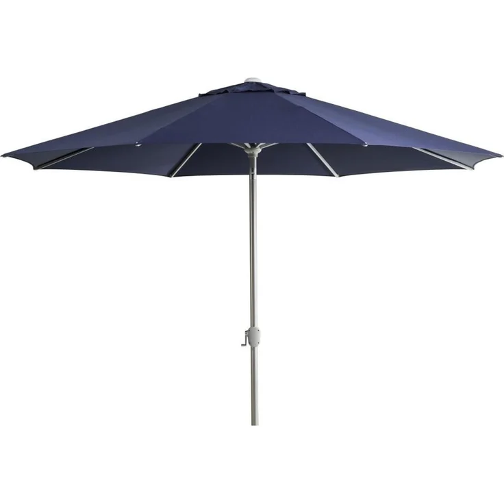 Sonnenschirm Abriola aus Aluminium und Polyester, rund und neigbar, dunkelblau, Ø 330 cm
