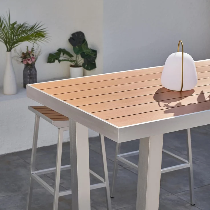 AXI James Barset aus Aluminium mit Holz Look Bartisch mit Barhocker - 5-teiliges Bar Set für Draußen / Garten | Grau | Metall | 180 cm – Bild 6