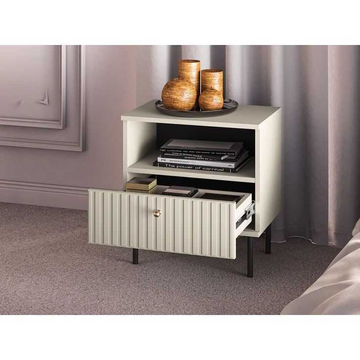 Selsey 'Caletto' Nachttisch mit Schublade, beige, ca. 53 x 50 x 34 cm – Bild 3