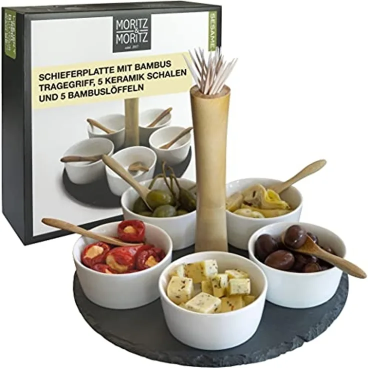 Moritz & Moritz Schieferset Sesame - Schieferträger mit 5 Schalen