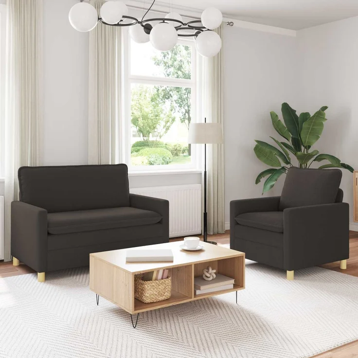 vidaXL Sofa Set 2 stk. Dunkelgrau Stoff 3417038 – Bild 1