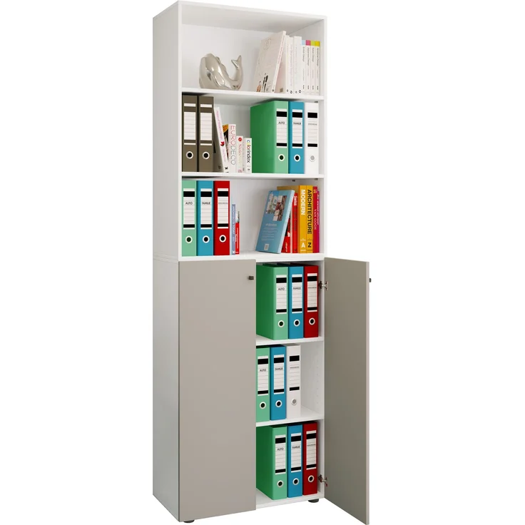 VCM Büroschrank Ulas 919154 Weiß / Grau H. 220 x B. 70 x T. 40cm – Bild 1