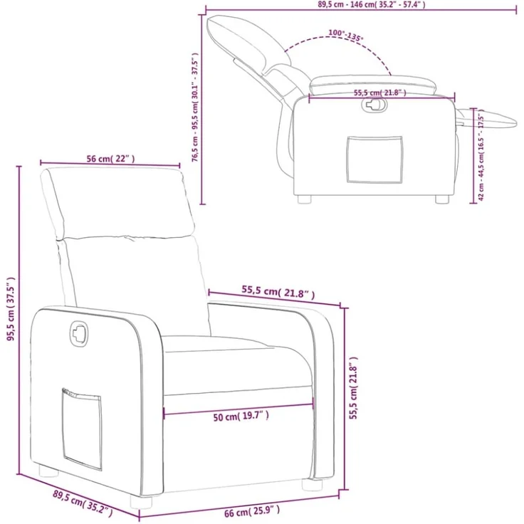 vidaXL Relaxsessel Weinrot Stoff 374168 – Bild 7