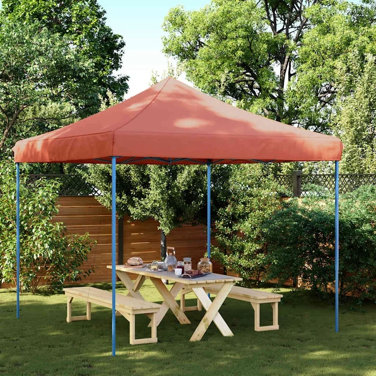Partyzelt Faltbar, Gartenzelt Pop-Up Terrakottarot 292x292x315 cm – Bild 1