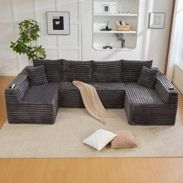 ZUBALIYA Wohnlandschaft 155x88 cm, mit Samtbezug, mit Cordbezug, mit breiten Armlehnen, mit Schaumstoffpolsterung – Bild 9