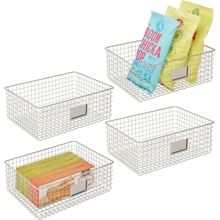mDesign Allzweckkorb Aufbewahrung Drahtkorb Organizer 4er-Set Metall Mattsilber – Bild 10
