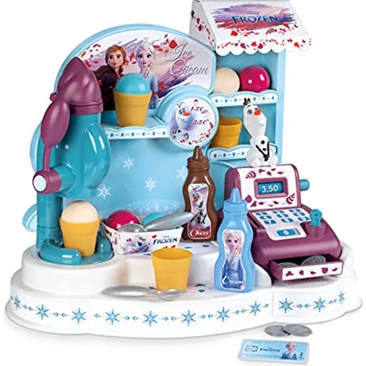 Smoby Frozen Ice Cream Factory, Eisshop im Disney "Die Eiskönigin" Design mit Eismaschine und bunten Stickern