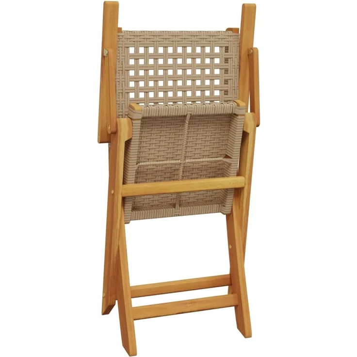 vidaXL Gartenstühle 6 Stk. Klappbar Beige Poly Rattan & Massivholz 3214563 – Bild 6
