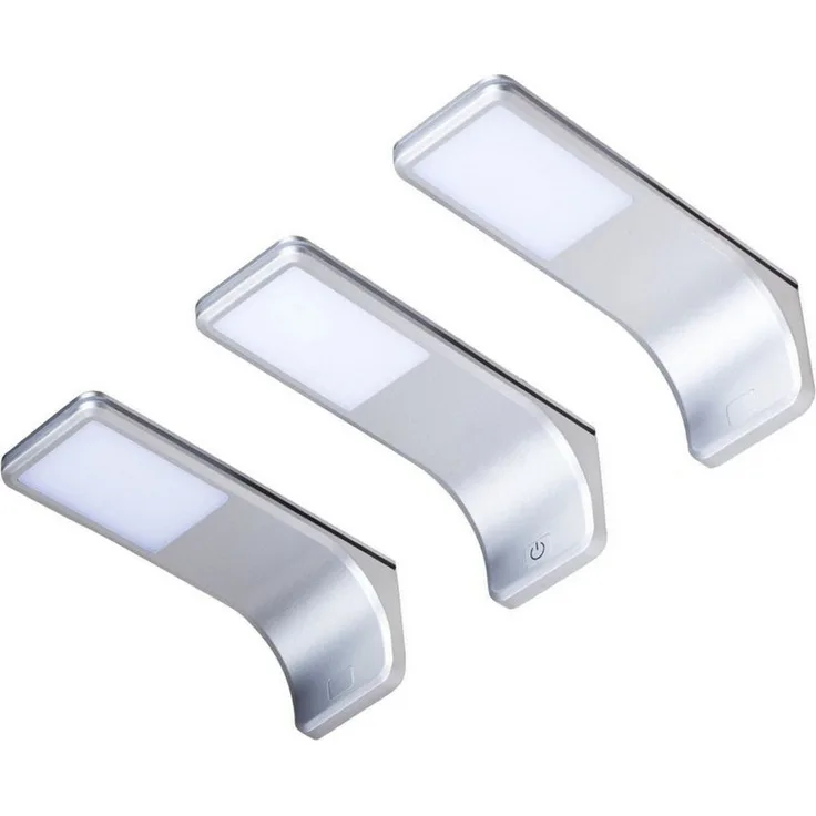kalb LED Unterbauleuchte LED Unterbauleuchte, flach dimmbar mit Touch-Schalter, silbergrau, 3er Set, neutralweiß