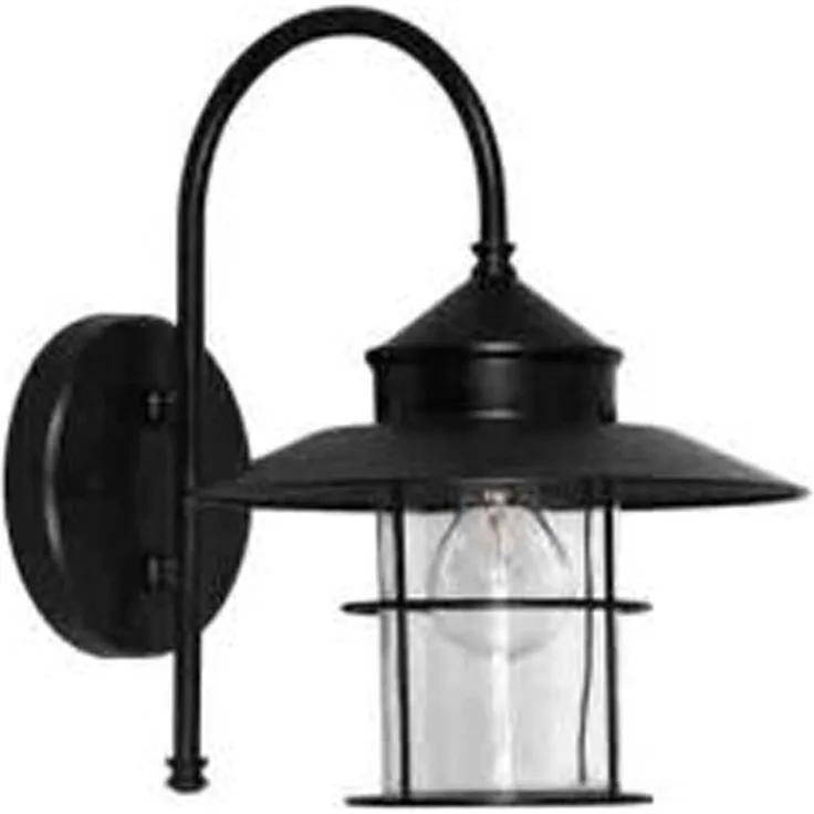 Bogenwandlaterne, Aluminium/Glas, schwarz für 60W E27, IP44