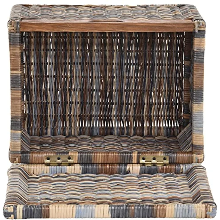 Krines Home Aufbewahrungskorb Hoher Korb mit Deckel Rattan geflochten Regalkorb Aufbewahrungsbox – Bild 7