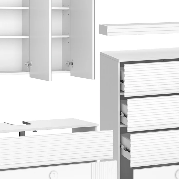 Badmöbel-Set Sola Weiß 4-teilig Vicco – Bild 6