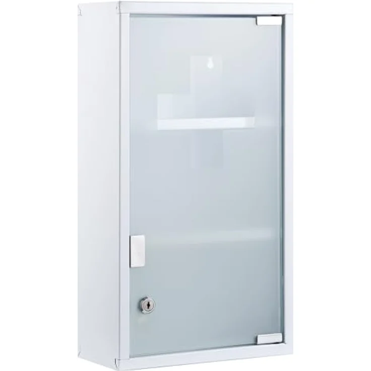 Zedelmaier Medizinschrank aus Edelstahl,Medikamenten Aufbewahrung,Medikamentenschrank 3 Fächer,Apothekerschrank,Hängend,48 x 27 x 12 cm,Weiß - 3 Fächer – Bild 2