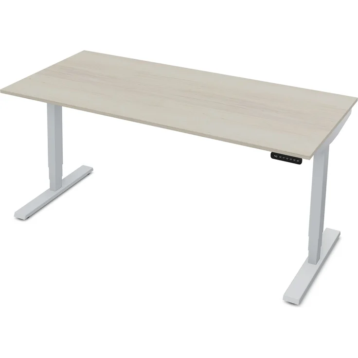 ASSMANN Elektrisch höhenverstellbarer Schreibtisch Y-Line 160x70cm Eiche Polar Weißaluminium Metall Holz Melaminoberfläche – Bild 1