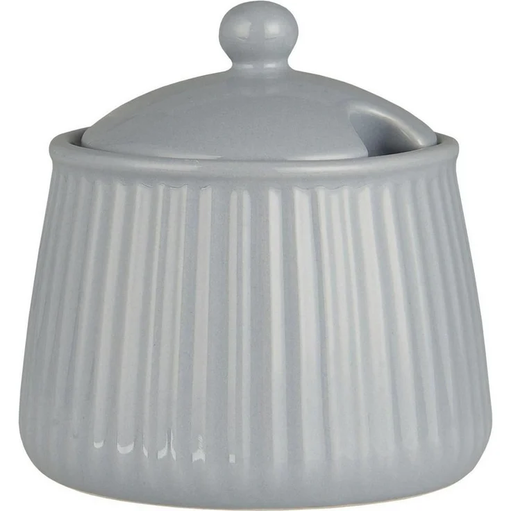 Ib Laursen - Zuckerdose Zuckerschale Mynte Rillen Keramik 2028 grau 18 – Bild 3