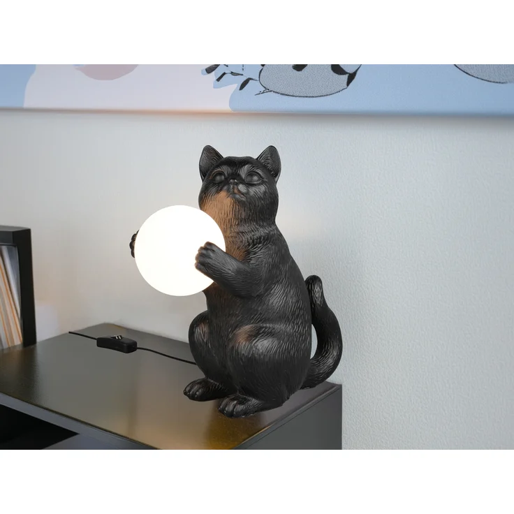 Besondere Tischleuchte GATIO Katzenlampe Schwarz, Höhe 30cm – Bild 1