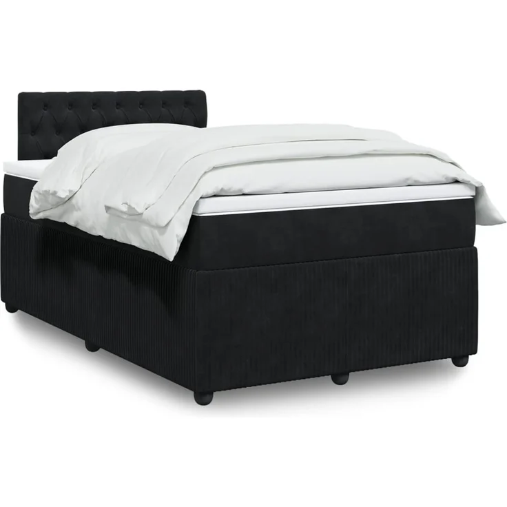 vidaXL Boxspringbett mit Matratze Schwarz 120x190 cm Samt 3287694 – Bild 1