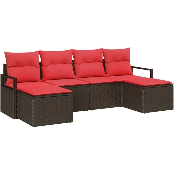 vidaXL Sofa Set 6 Stk. Braun [Synthetisch]: Poly Rattan 3346494 – Bild 2