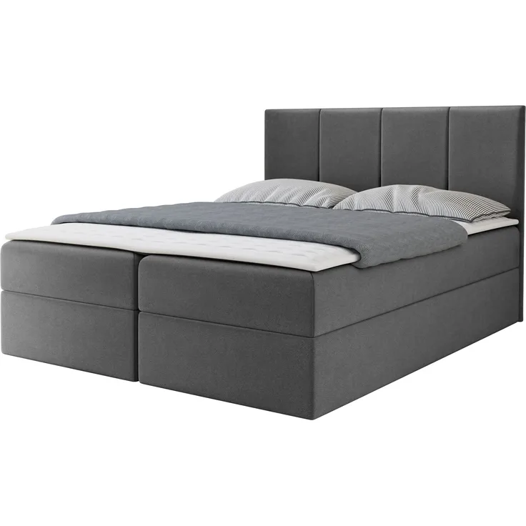 Mirjan24 'Rebos' Boxspringbett, Holzwerkstoff grau, 160x200 cm