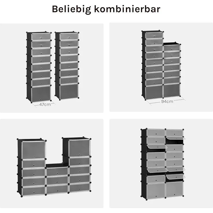 Woltu Schuhschrank (1-St) mit Tür, DIY Schuhschrank, 16 Fächer, Kunststoff – Bild 5