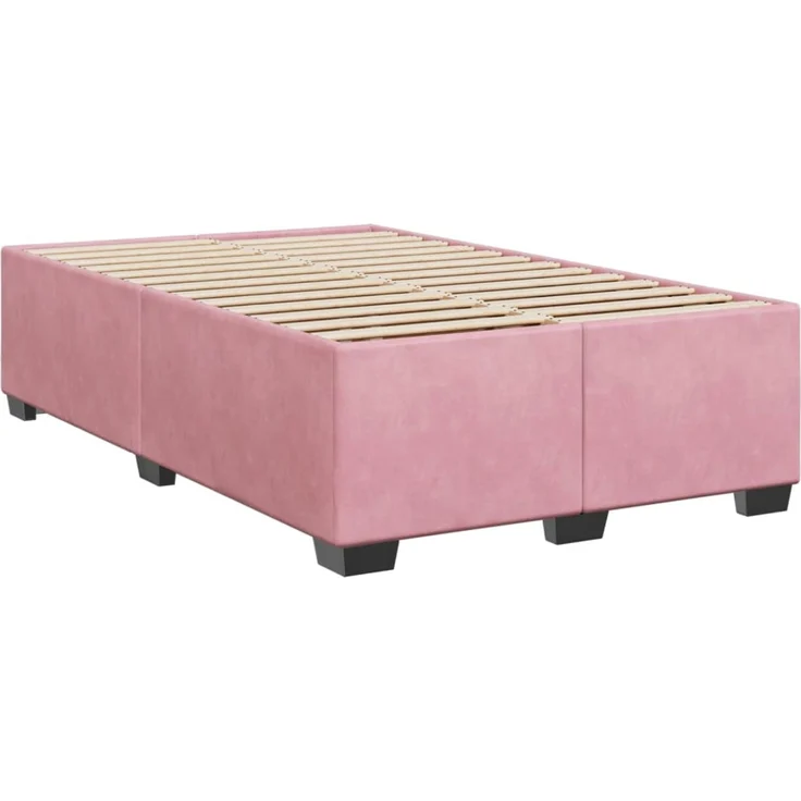 vidaXL Boxspringbett mit Matratze Rosa 120x200 cm Samt 3285280 – Bild 5