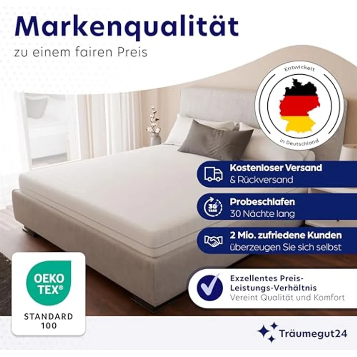 Träumegut24 - K12 Orthopädische 7-Zonen Kaltschaummatratze - Matratze Härtegrad H2 & H3 - Rollmatratze (140x200 cm, H2 & H3) – Bild 9