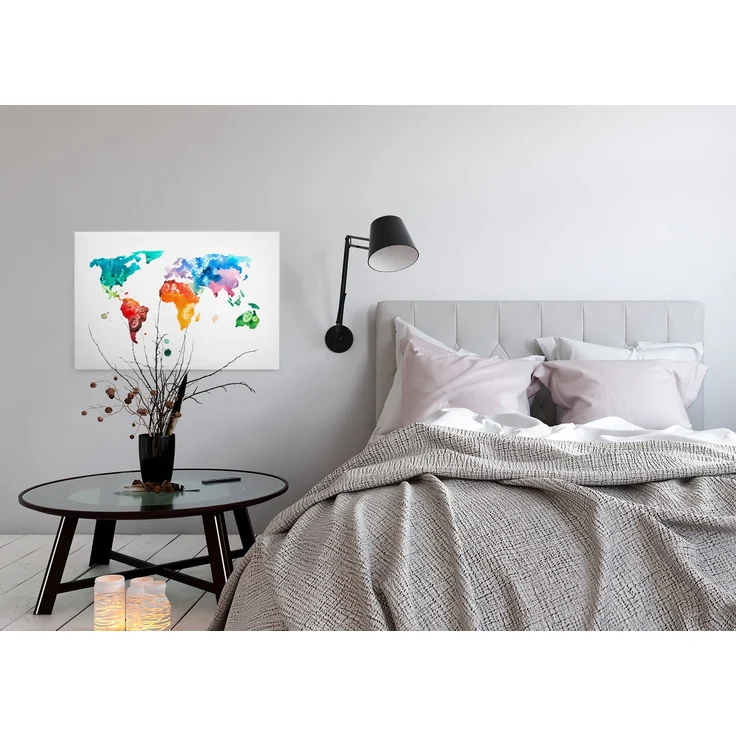 Weltkarte Leinwandbild Bunt 90x60 DD120336 Wandbild Leinwand Modern Jugendzimmer – Bild 3