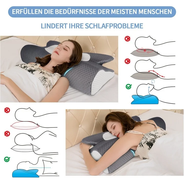 Esun Kopfkissen Memory Foam Kissen, Ergonomisches Kopfkissen Orthopädische Kissen, Seitenschlafer Rückenschlafer Bauchschlafer, Set, Kissen vom OEKO-TEX® und CertiPUR Getestet, für Seiten Rücken & Bauchschläfer, Nackenkissen Antischnarchkissen – Bild 2