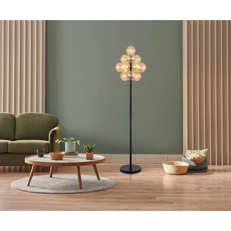 GLOBO LIGHTING Stehlampe CONOR, ohne Leuchtmittel, Stehleuchte, Glas, Wohnzimmer, Flur
