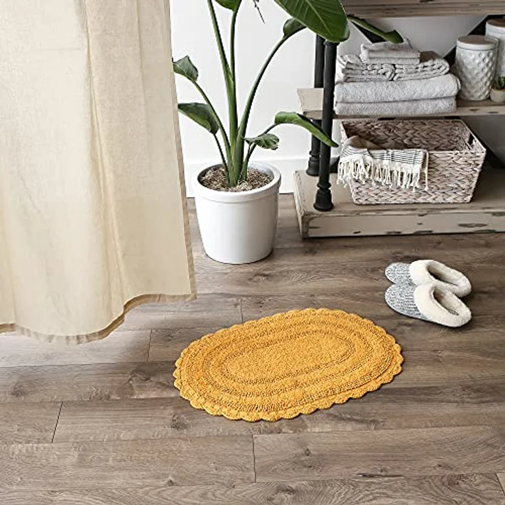 DII Crochet Collection Wende-Badematte, klein, oval, 43 x 61 cm, Honiggold. – Bild 6