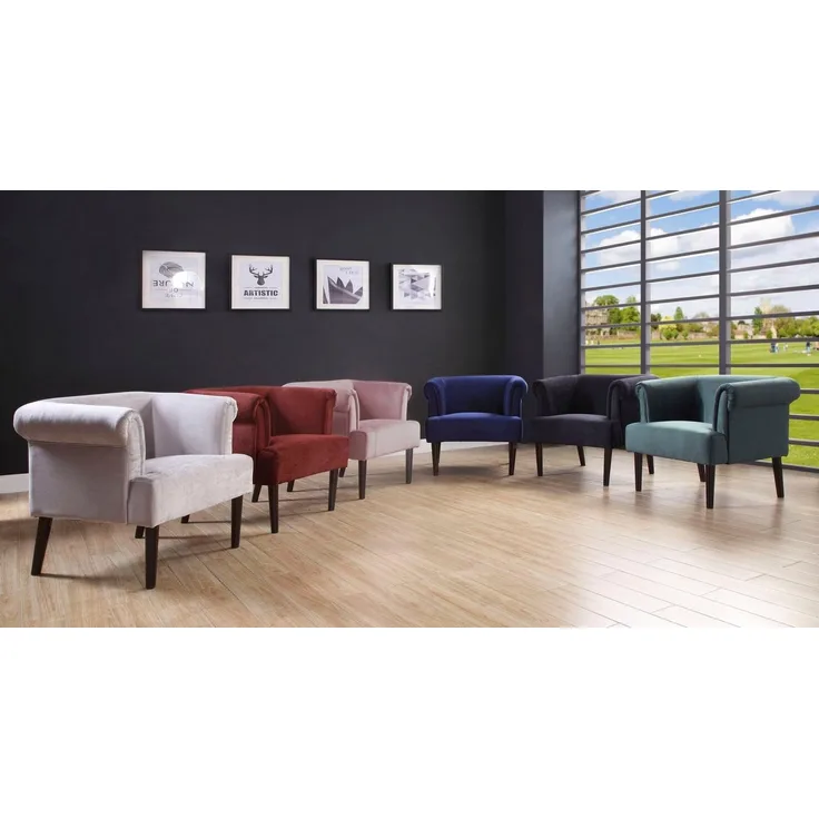 ATLANTIC Home Collection Sessel Samtsessel Armlehnensessel Polstersessel Charlie Rot