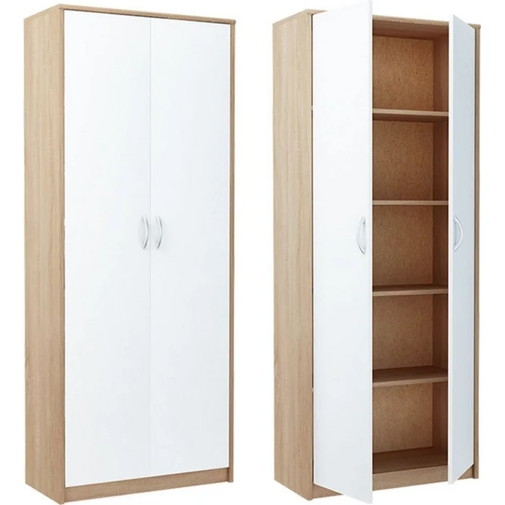 Home Collective Mehrzweckschrank Aktenschrank mit 5 Fächern Haushaltsschrank (74 cm breit aus Laminatplatte und hochwertigen Polymergriffen) in mattem Finish mit 4 Einlegeböden und 2 Türen sonoma weiß – Bild 5