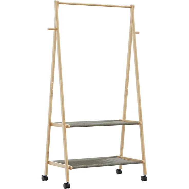 vidaXL Kleiderständer mit Ablagen und Rollen 96x45,5x155,5 cm Bambus 4008909 – Bild 6